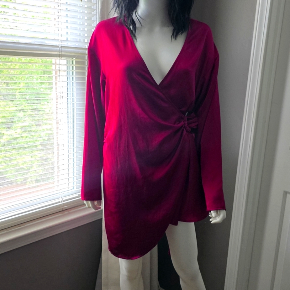 Burgundy side tie dress